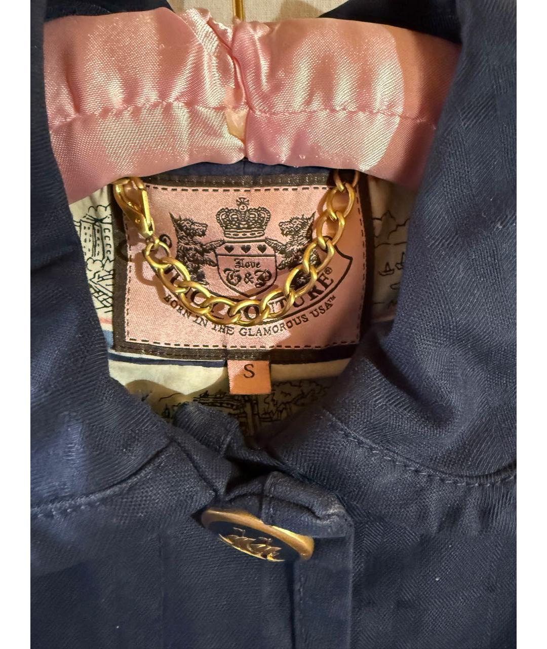 JUICY COUTURE Синее хлопковое пальто, фото 3