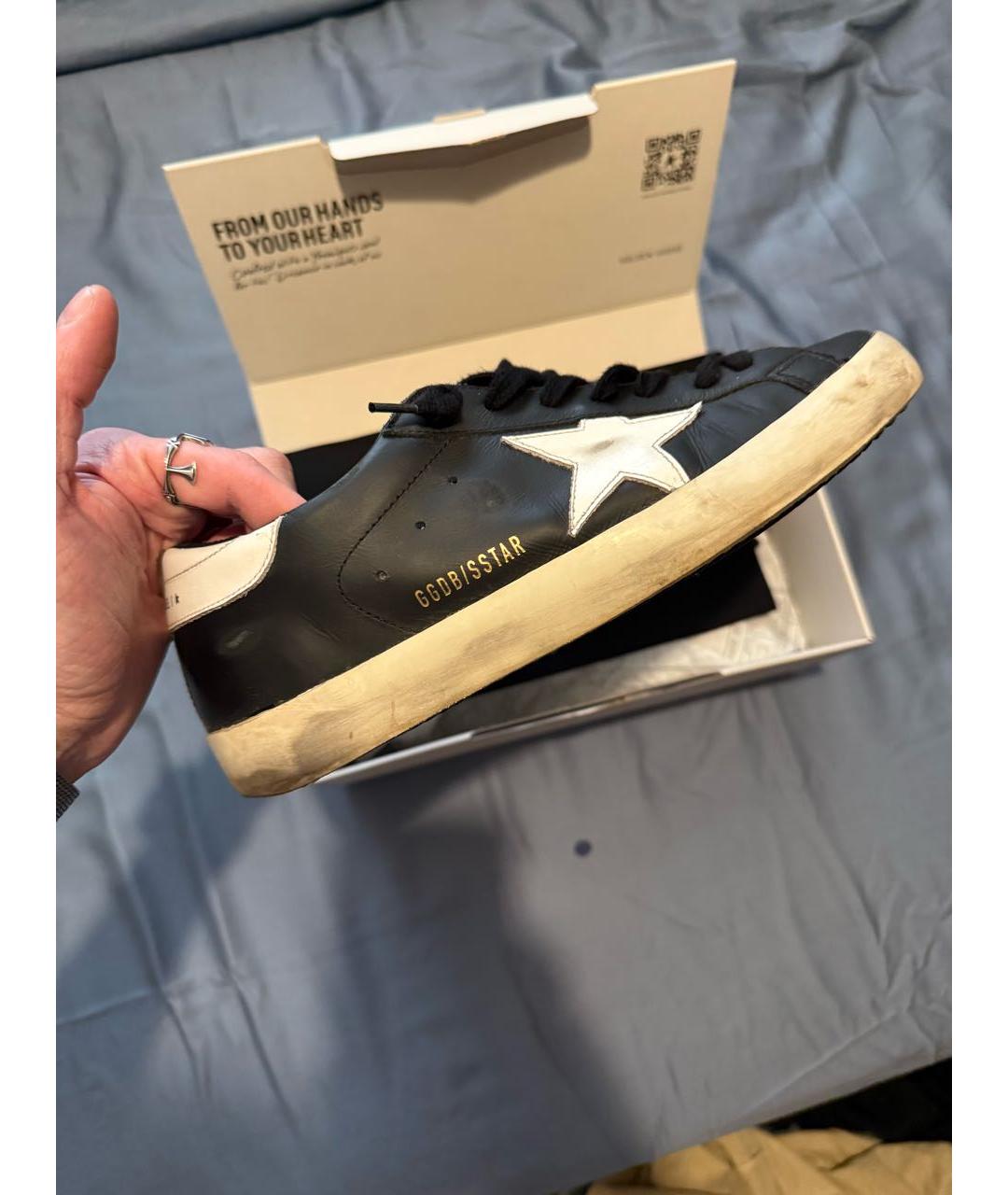 GOLDEN GOOSE DELUXE BRAND Черные кожаные низкие кроссовки / кеды, фото 6