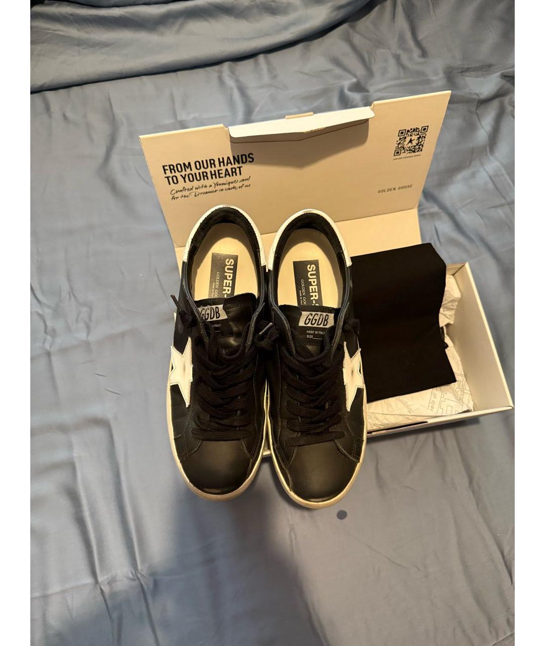 GOLDEN GOOSE DELUXE BRAND Черные кожаные низкие кроссовки / кеды, фото 2