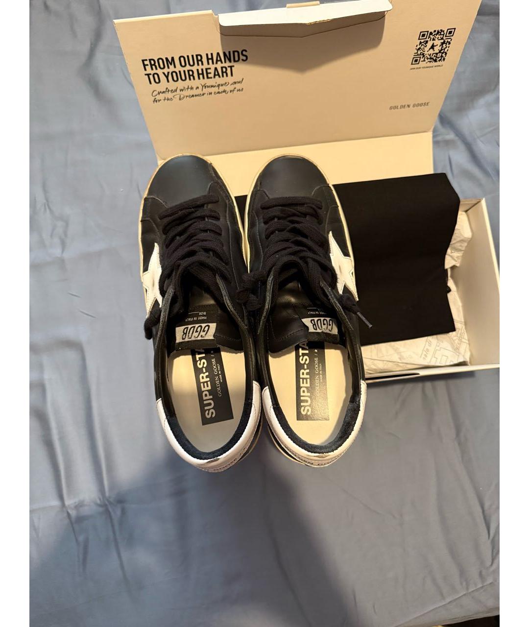 GOLDEN GOOSE DELUXE BRAND Черные кожаные низкие кроссовки / кеды, фото 3
