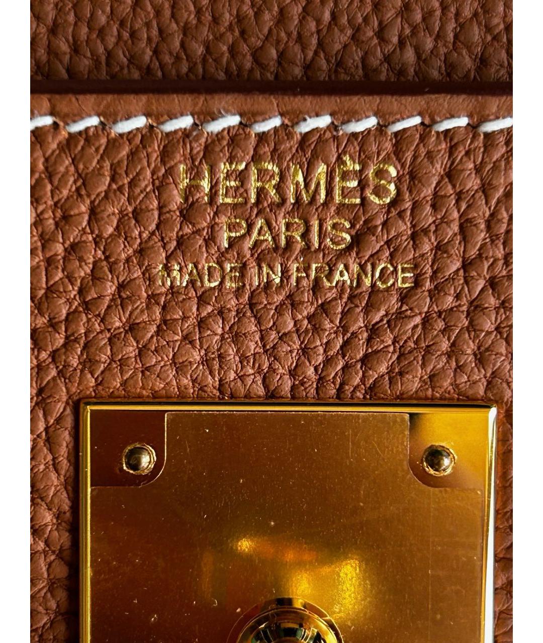 HERMES Оранжевая кожаная сумка тоут, фото 5