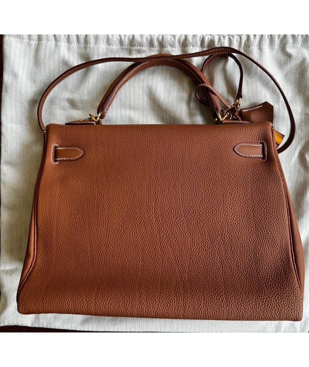 HERMES Оранжевая кожаная сумка тоут, фото 3