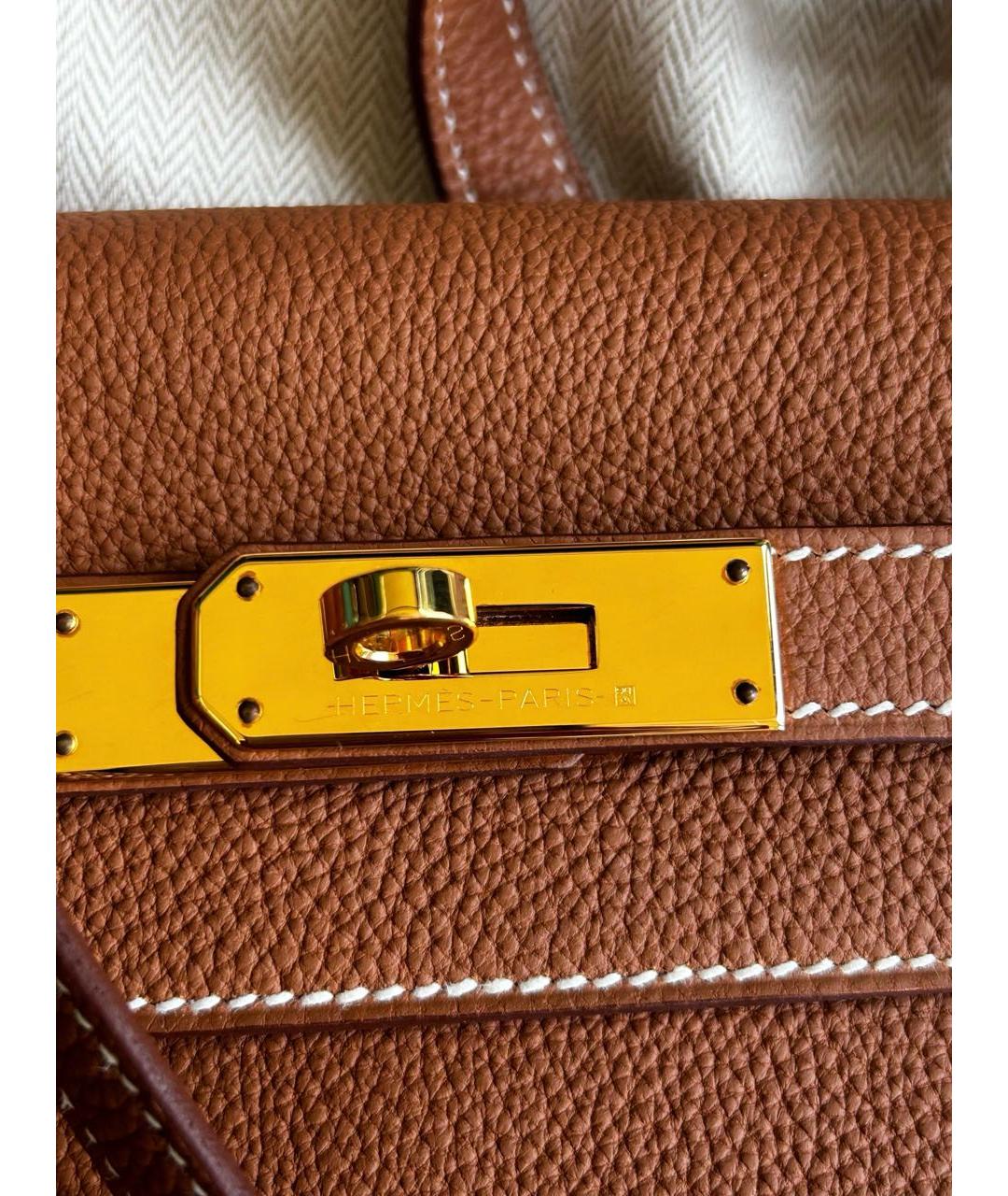 HERMES Оранжевая кожаная сумка тоут, фото 4