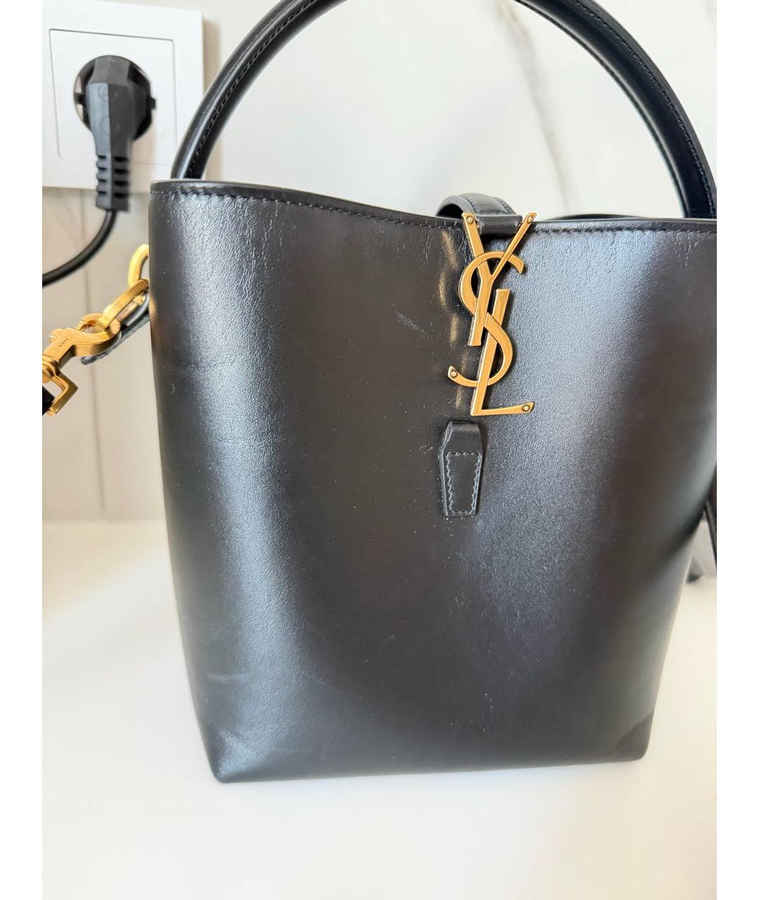 SAINT LAURENT Черная кожаная сумка с короткими ручками, фото 2