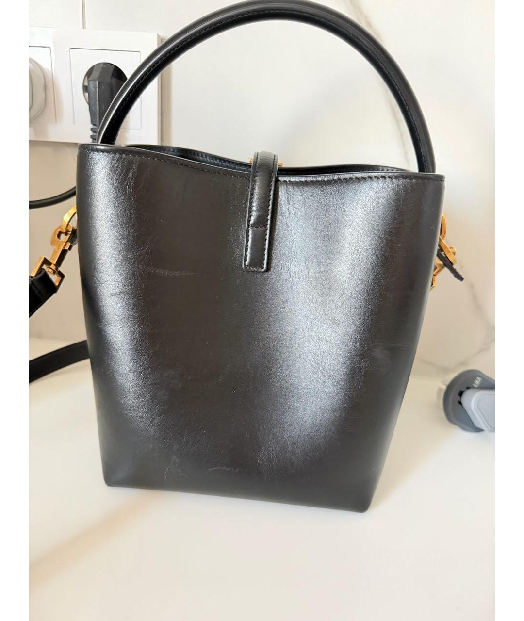 SAINT LAURENT Черная кожаная сумка с короткими ручками, фото 3