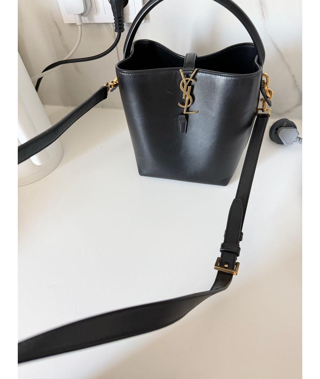 SAINT LAURENT Черная кожаная сумка с короткими ручками, фото 6