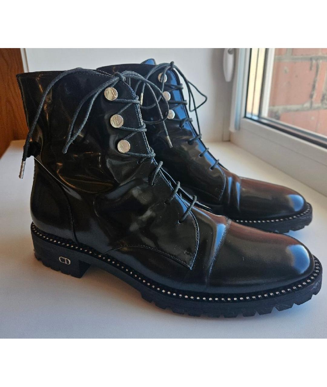 CHRISTIAN DIOR Черные ботинки из лакированной кожи, фото 2