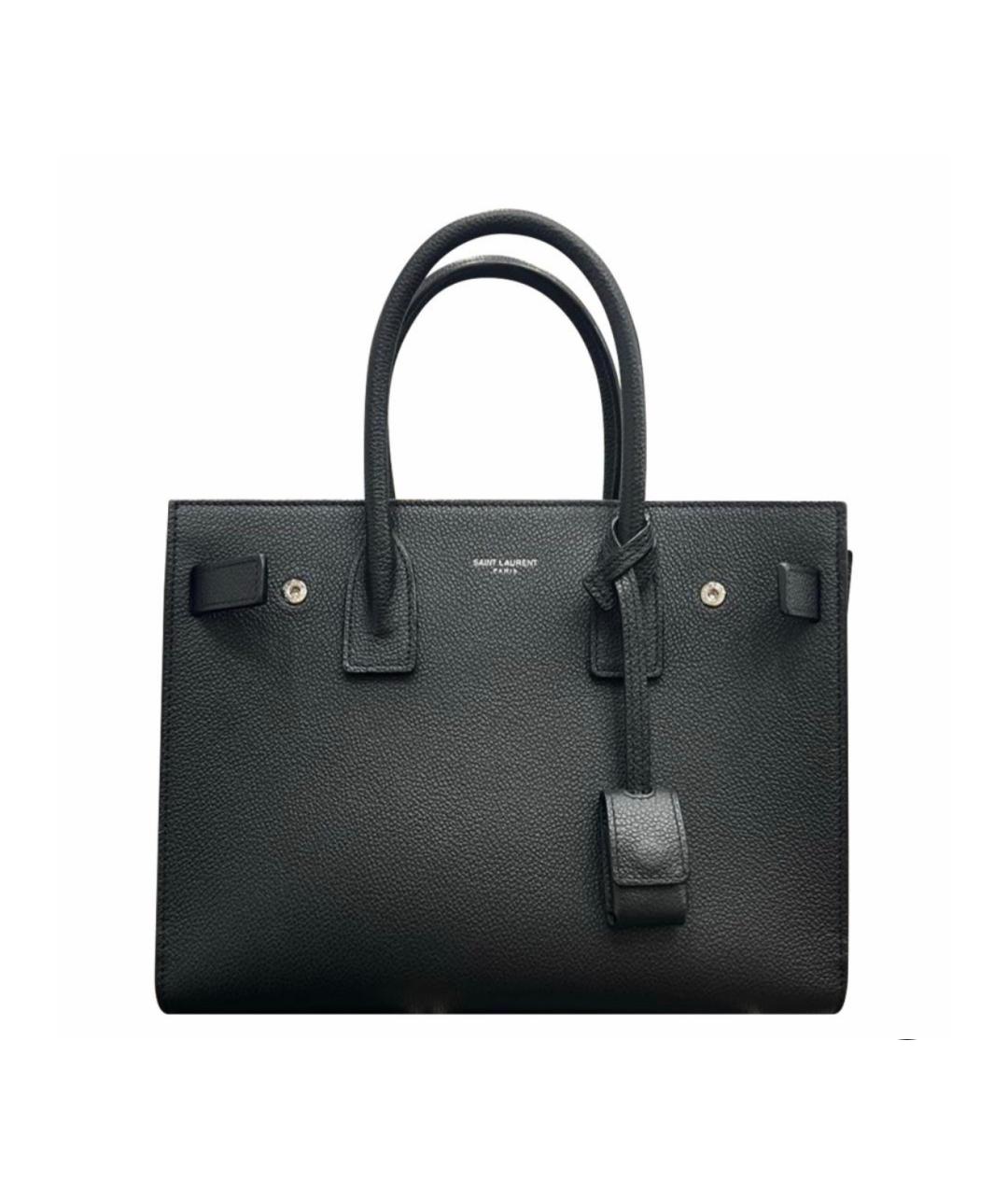 SAINT LAURENT Черная кожаная сумка тоут, фото 7
