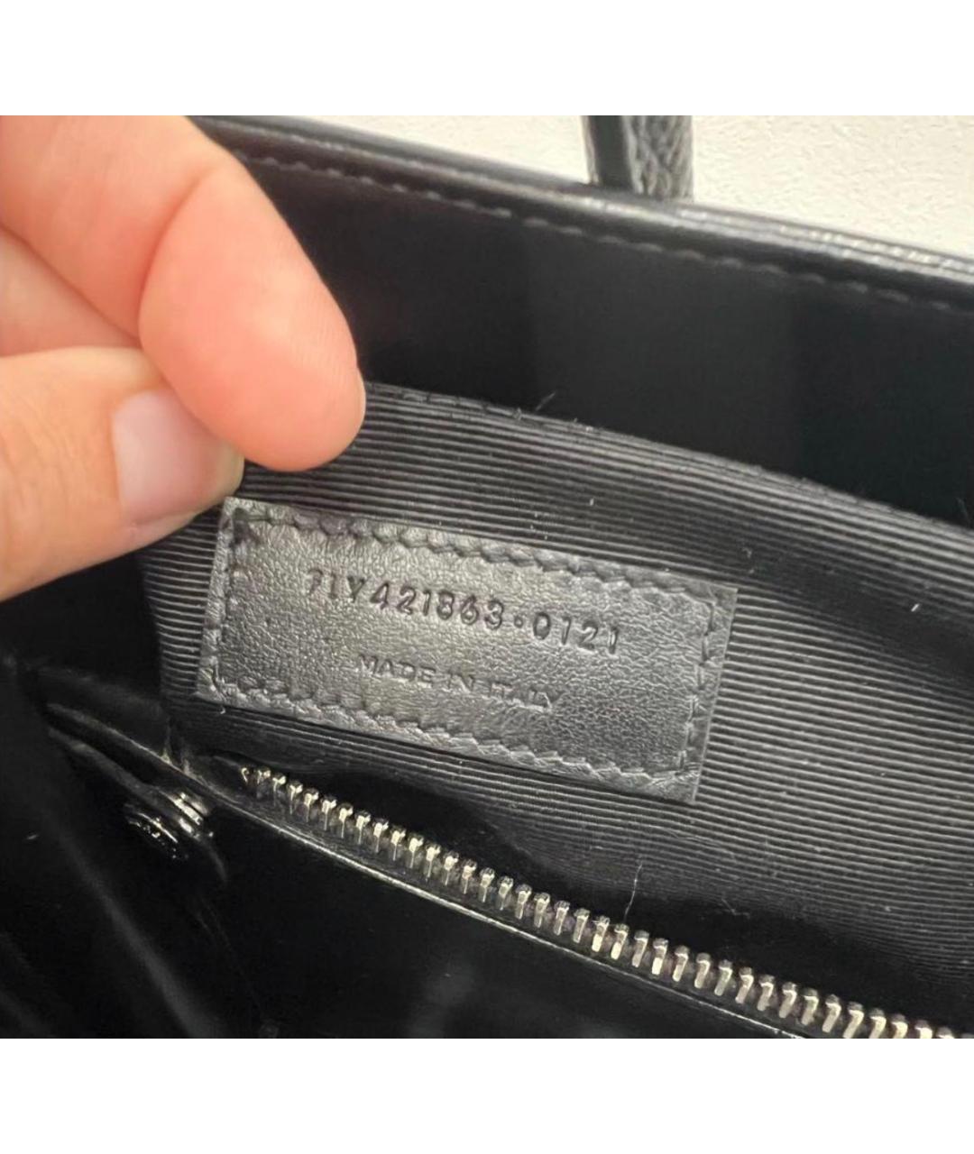 SAINT LAURENT Черная кожаная сумка тоут, фото 3