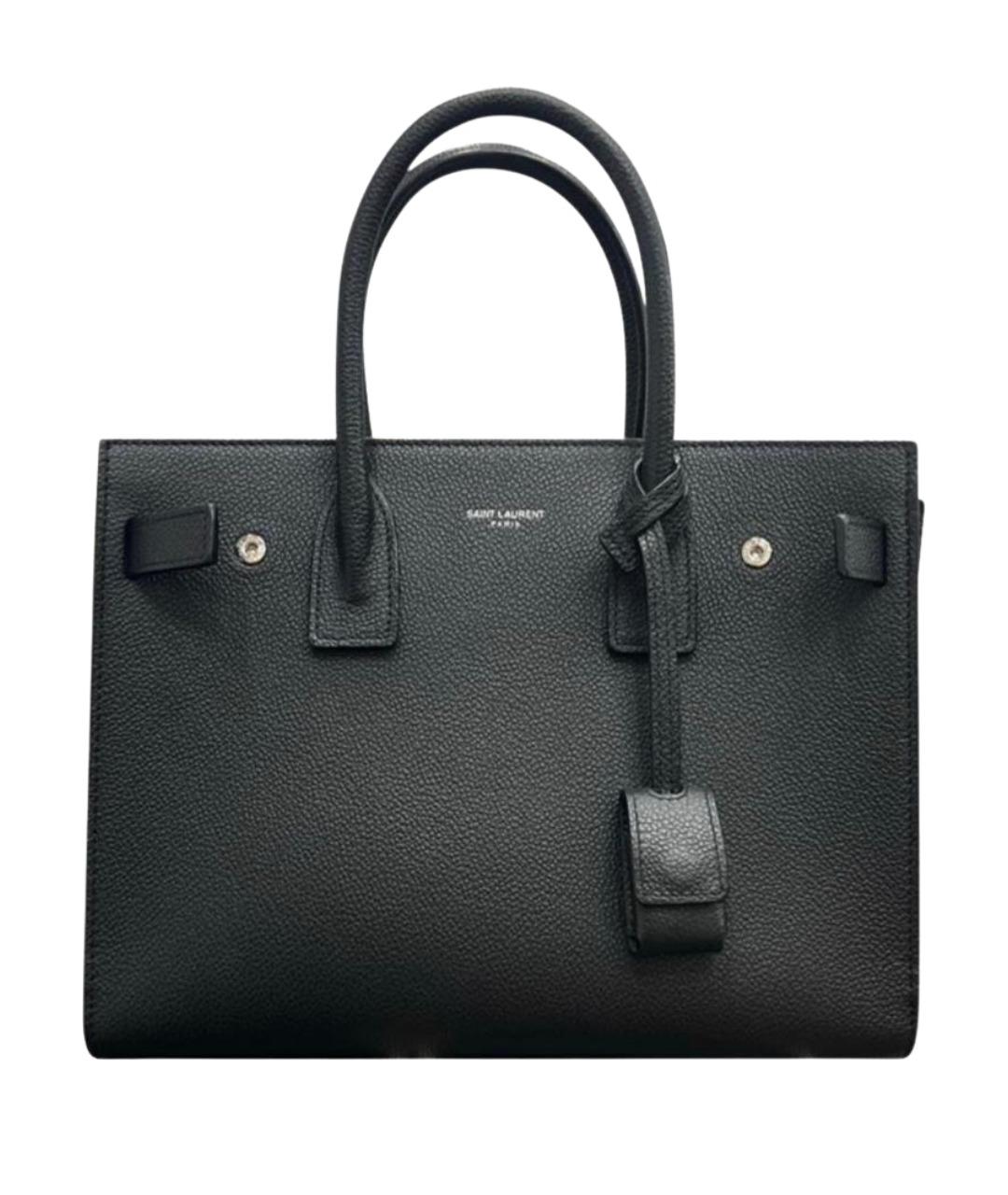 SAINT LAURENT Черная кожаная сумка тоут, фото 1