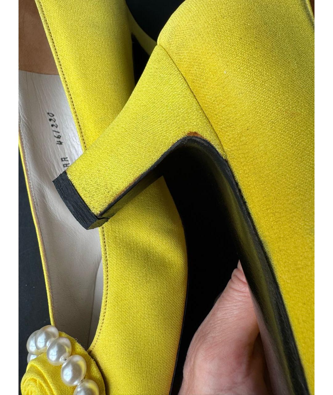 CHRISTIAN DIOR Желтые текстильные туфли, фото 7