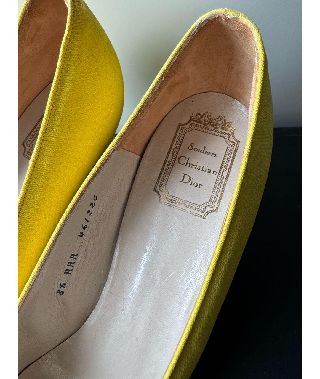 CHRISTIAN DIOR Желтые текстильные туфли, фото 5