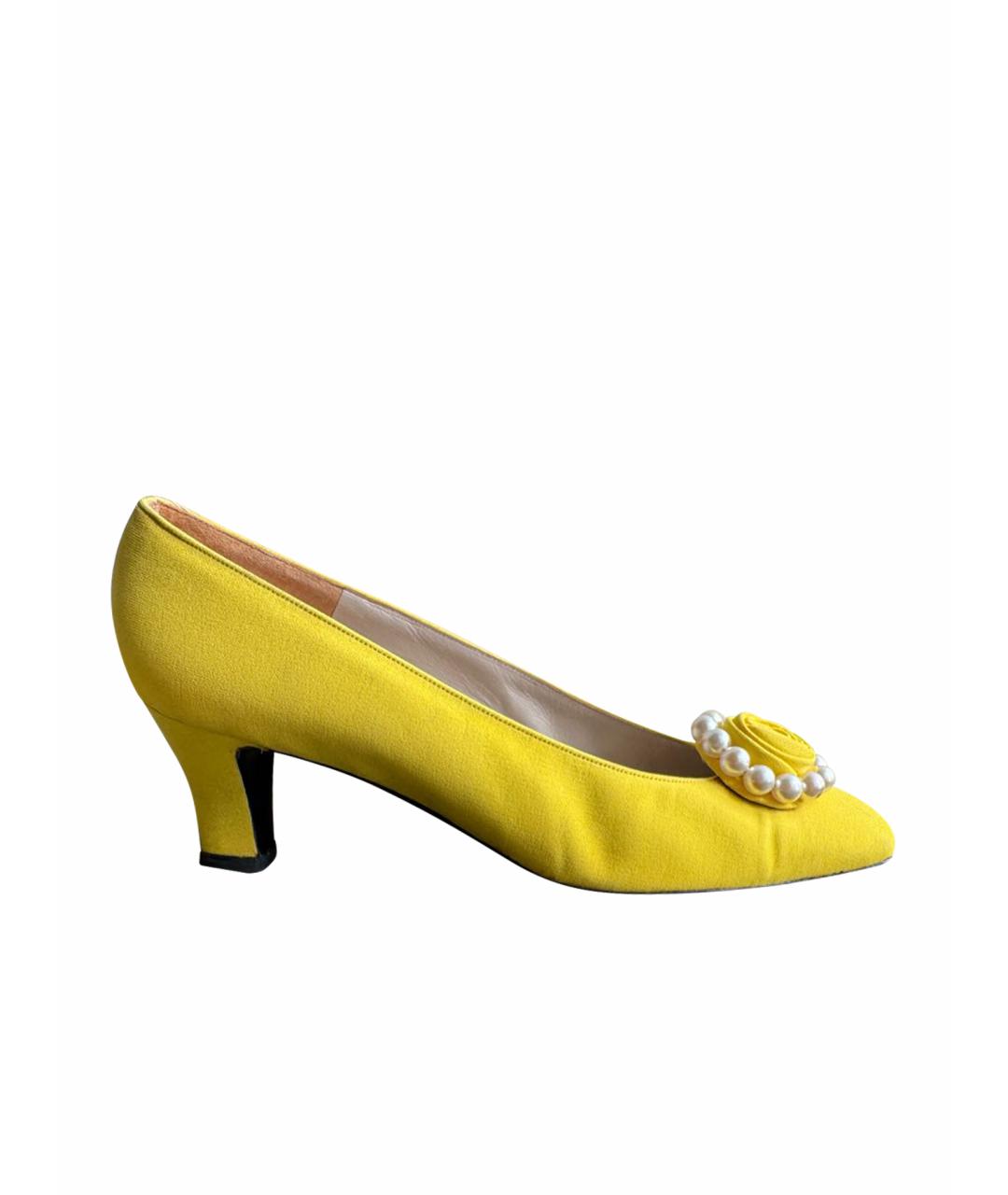 CHRISTIAN DIOR Желтые текстильные туфли, фото 1