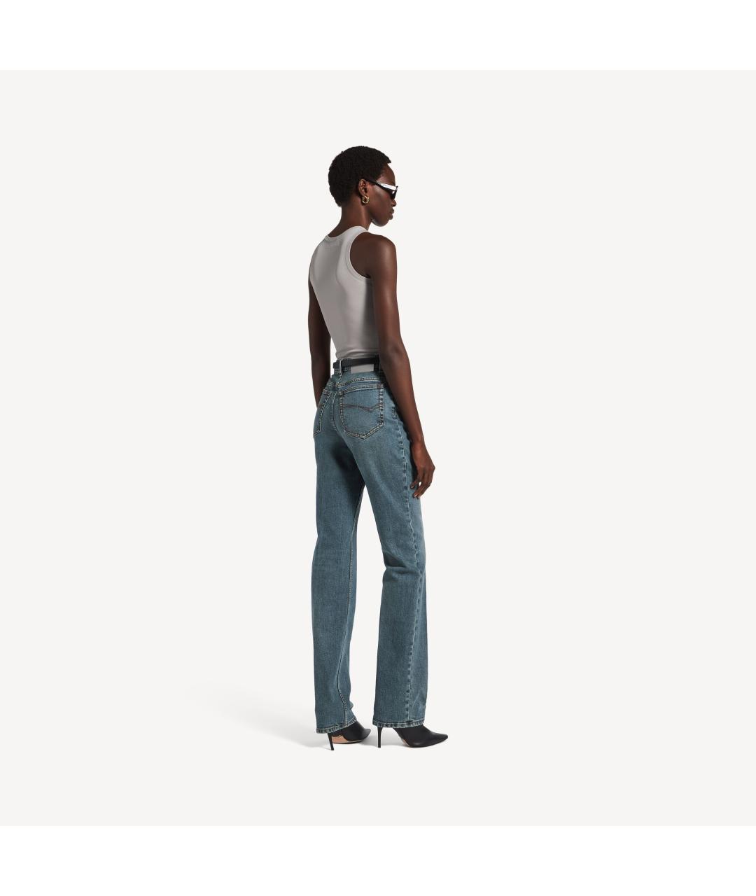 BALENCIAGA Синие хлопко-полиэстеровые джинсы слим, фото 4