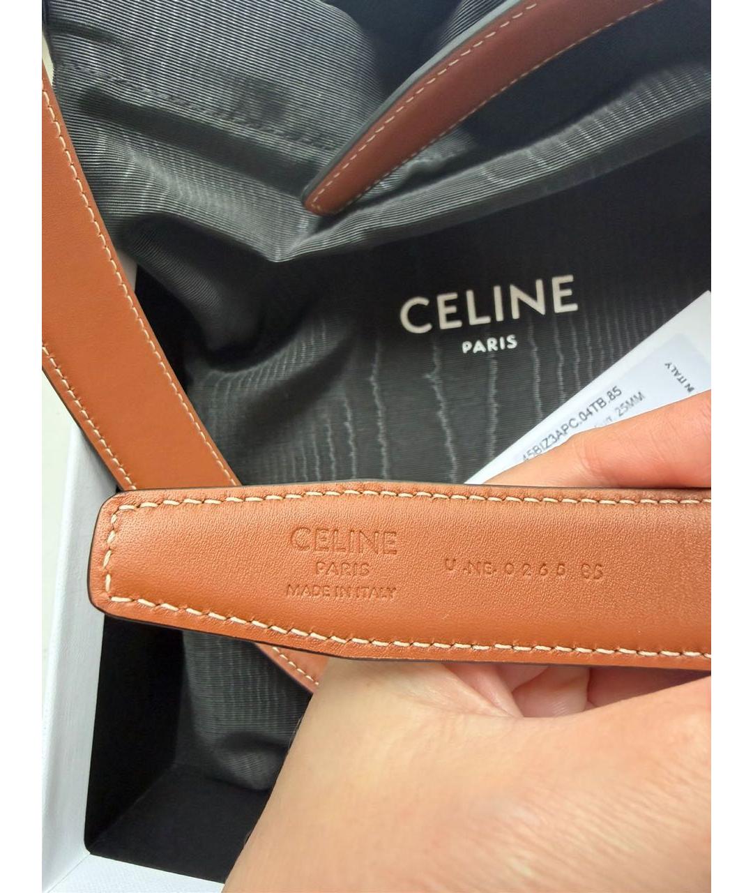 CELINE Коричневый кожаный ремень, фото 3