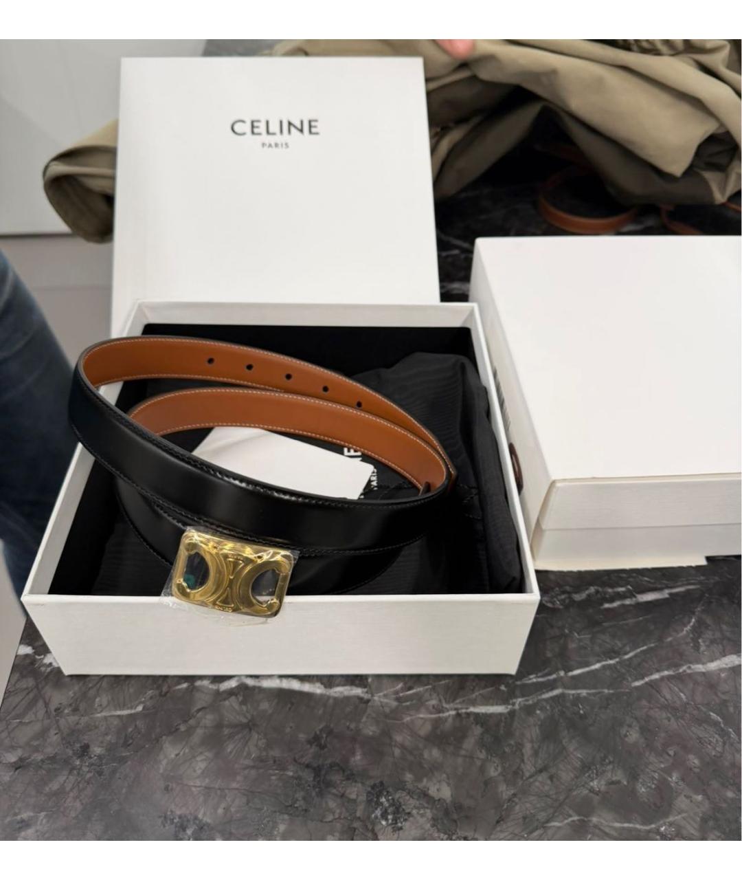 CELINE Коричневый кожаный ремень, фото 6
