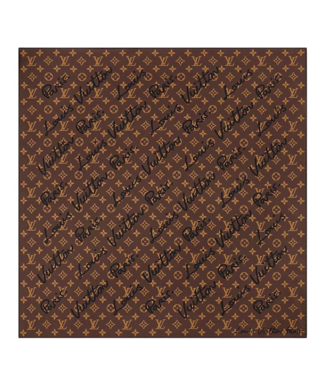 LOUIS VUITTON Черный шелковый шарф, фото 2