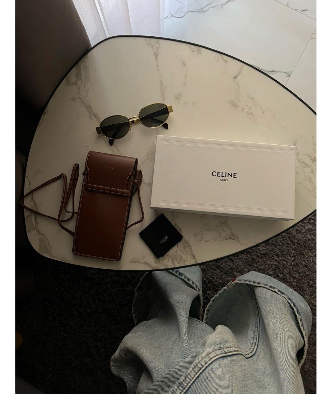 CELINE Золотые солнцезащитные очки, фото 5