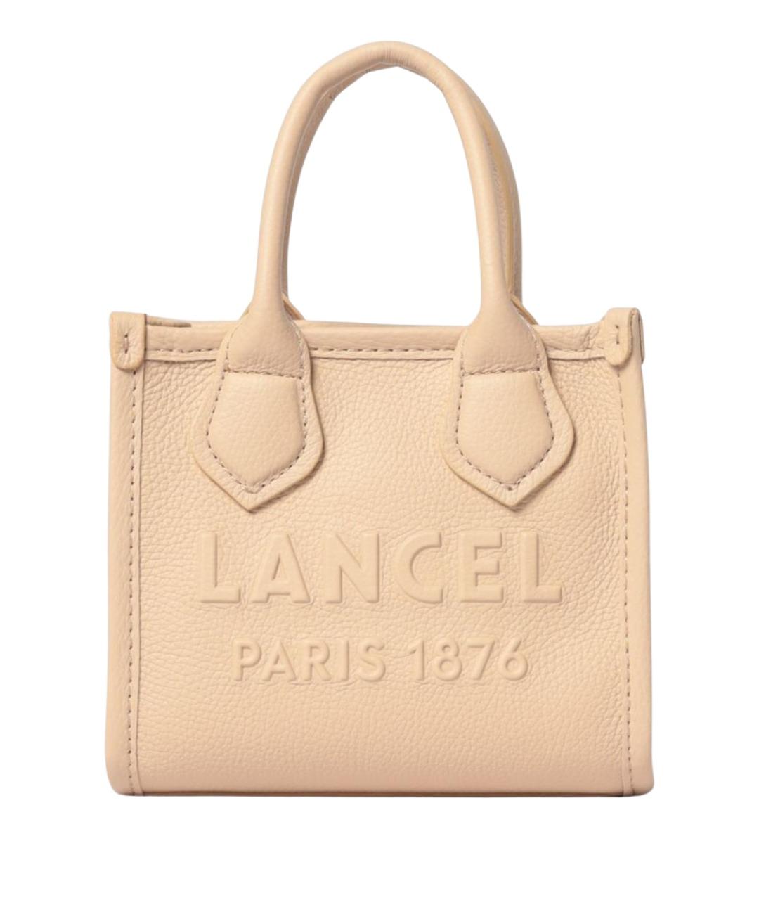 LANCEL Бежевая кожаная сумка тоут, фото 1