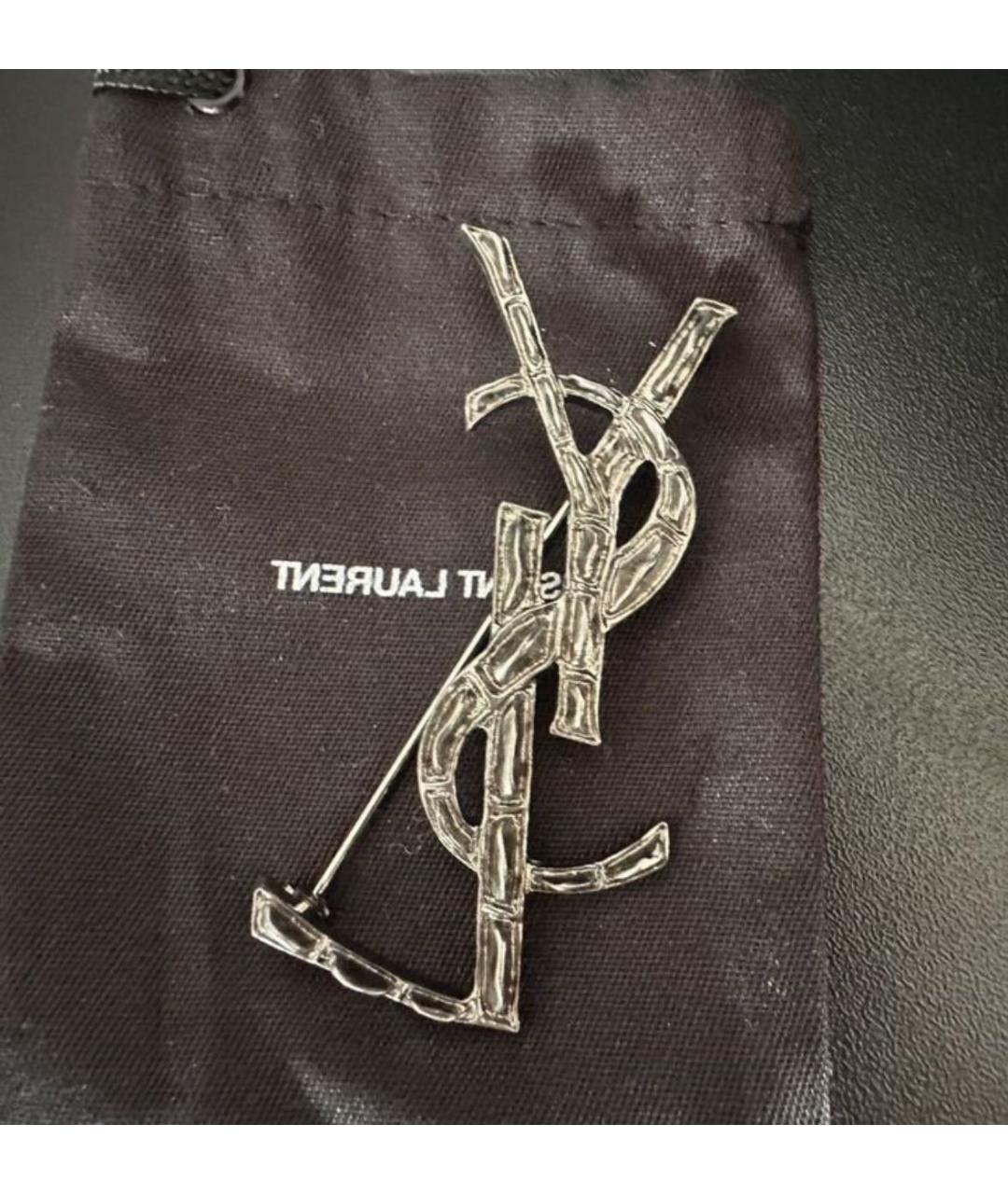 SAINT LAURENT Серебряная латунная булавка / брошь, фото 2