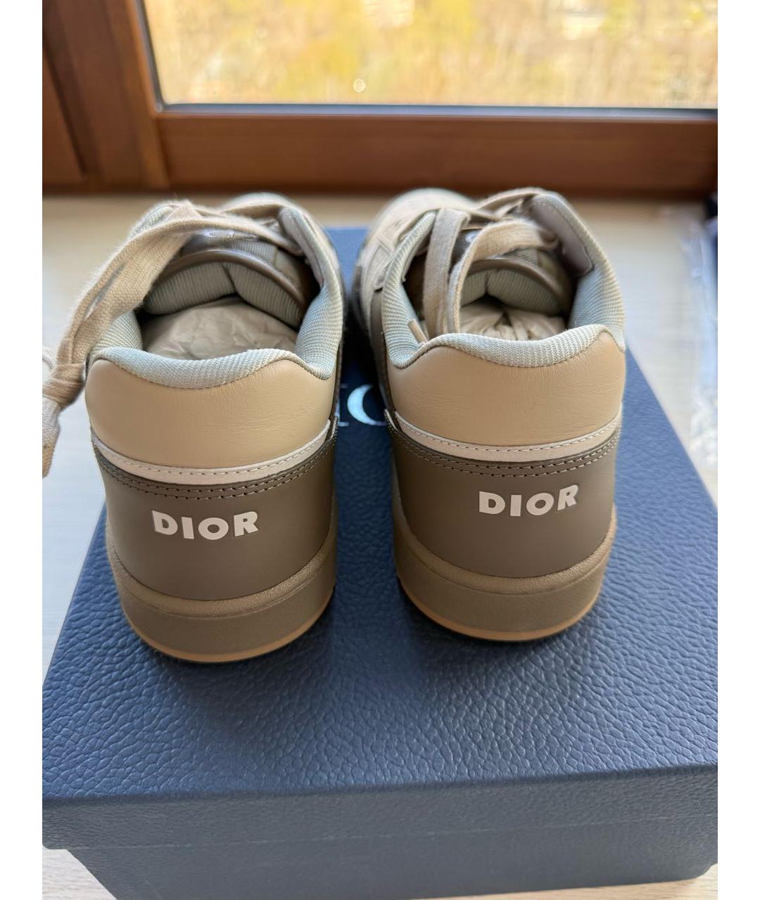 CHRISTIAN DIOR Хаки низкие кроссовки / кеды из искусственной кожи, фото 4