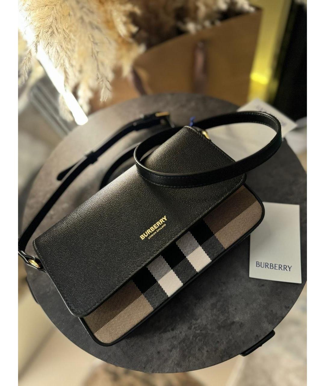 BURBERRY Черная кожаная сумка через плечо, фото 4