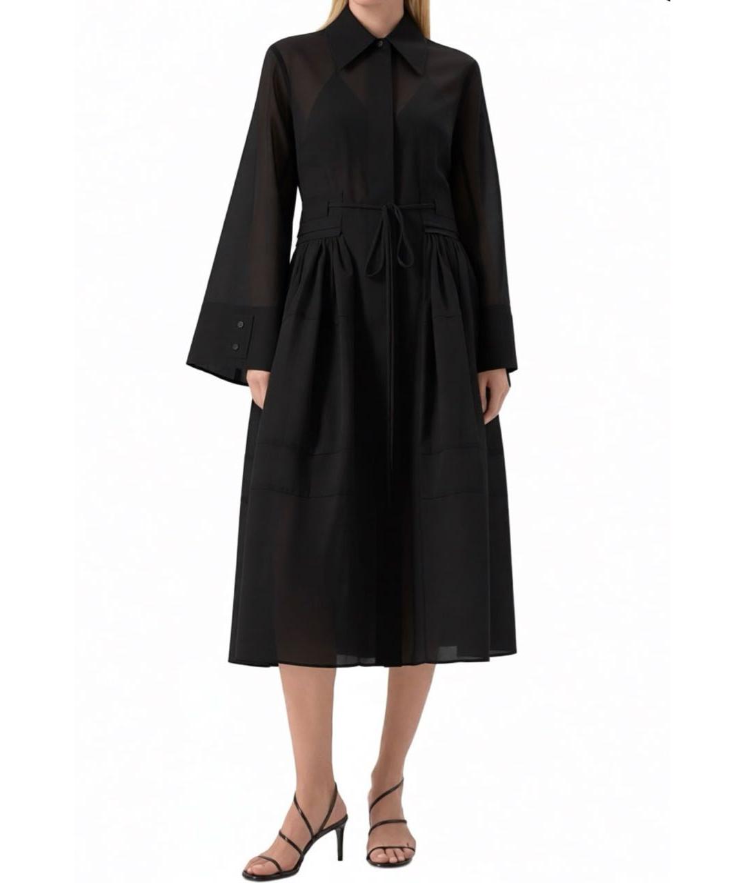 JIL SANDER Черное хлопковое повседневное платье, фото 2
