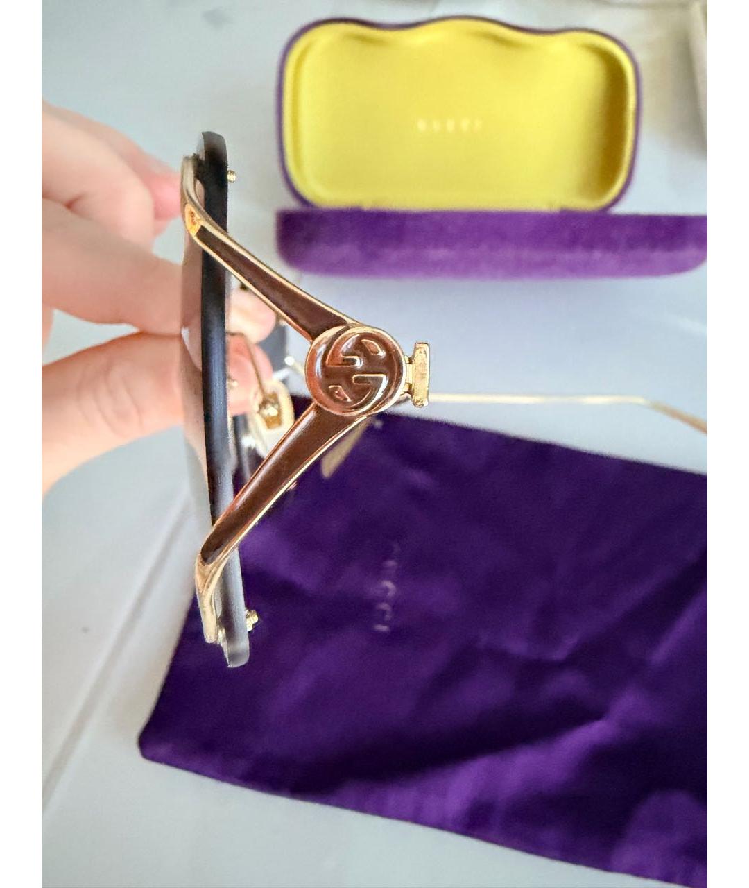 GUCCI Бежевые пластиковые солнцезащитные очки, фото 2