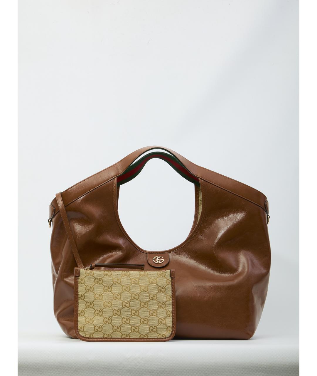 GUCCI Коричневая кожаная сумка тоут, фото 4