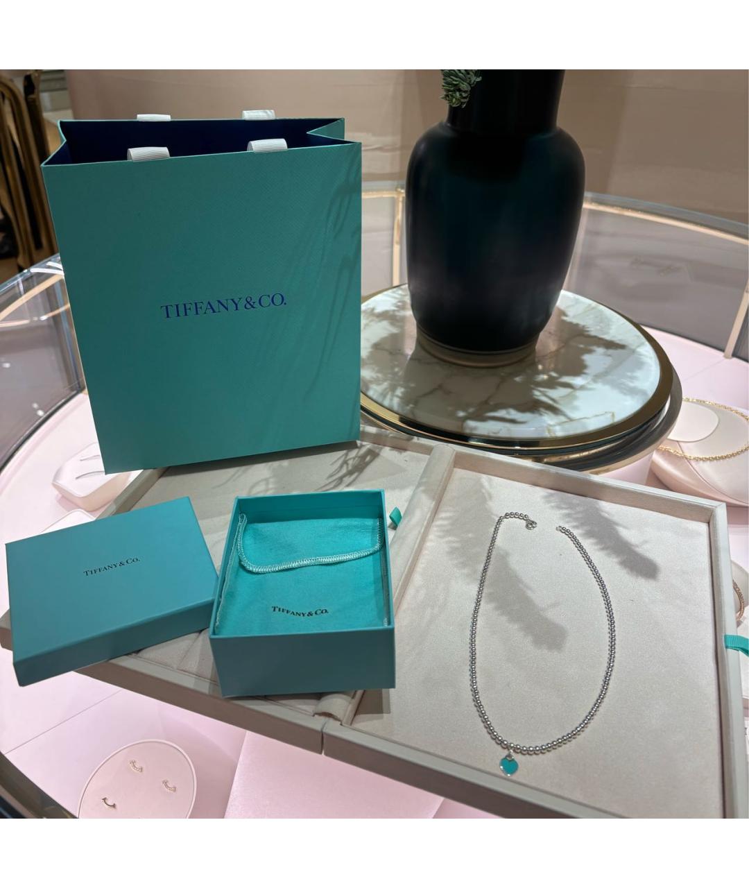 TIFFANY&CO Бирюзовое серебряное колье, фото 4