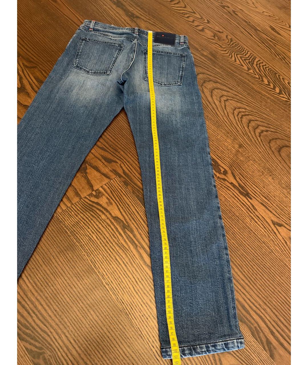 KITON Синие хлопко-эластановые прямые джинсы, фото 6