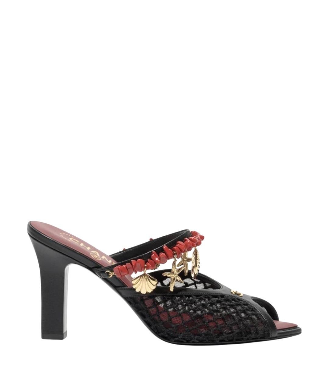CHANEL Черные текстильные мюли, фото 1