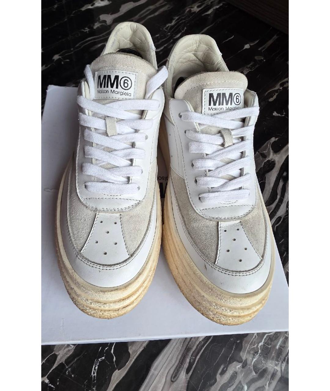 MM6 MAISON MARGIELA Белые кожаные кеды, фото 2