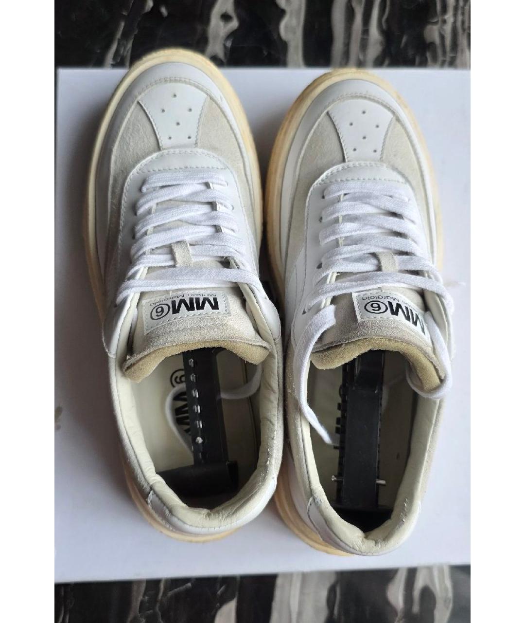 MM6 MAISON MARGIELA Белые кожаные кеды, фото 3