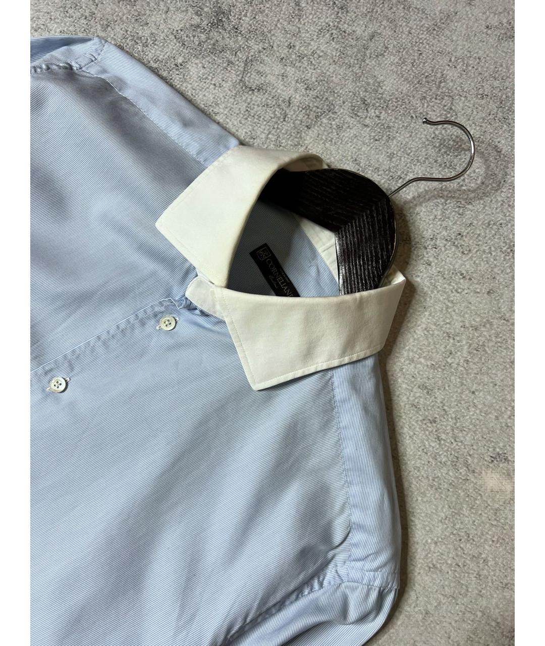 CORNELIANI Голубая хлопковая классическая рубашка, фото 3