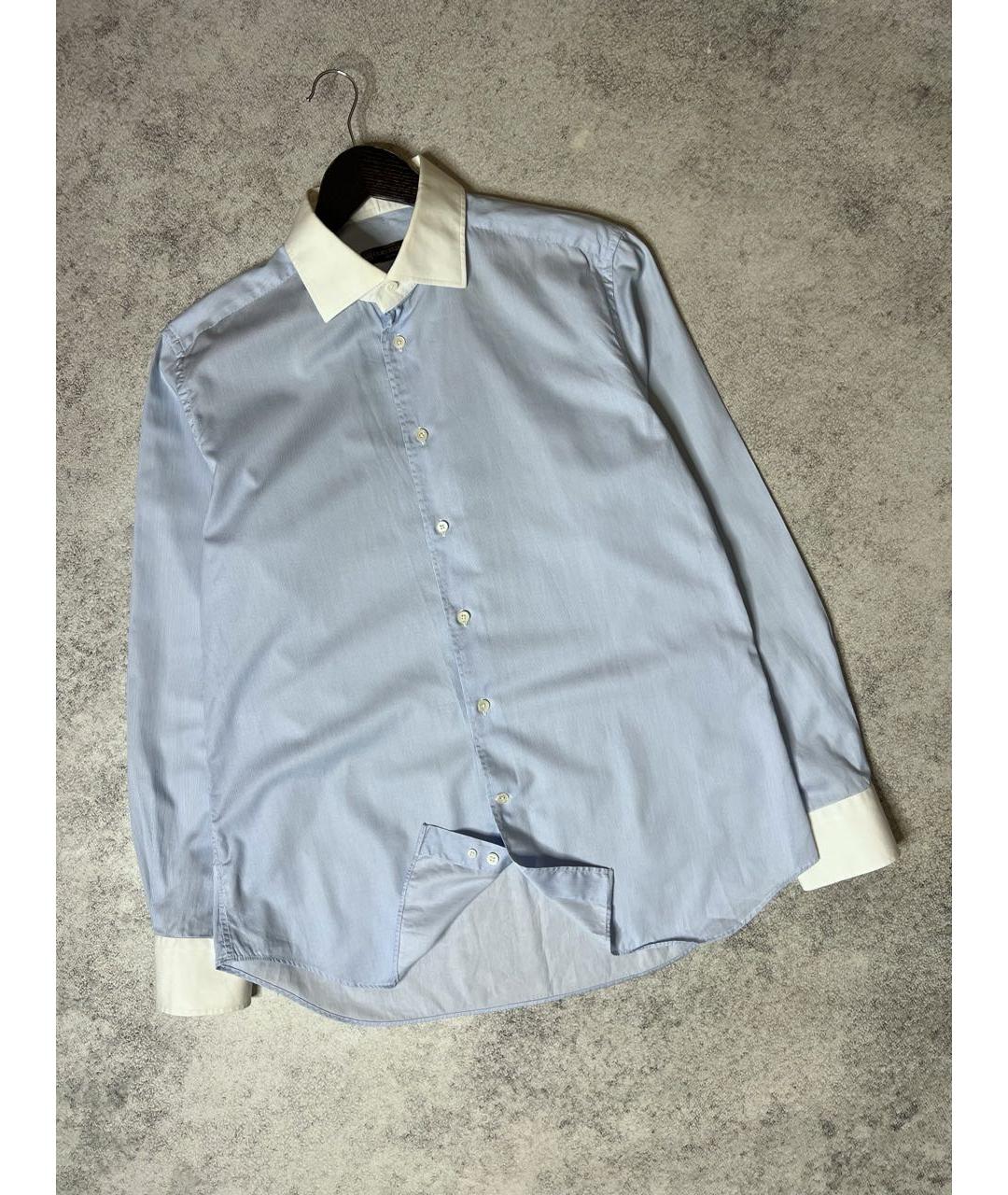 CORNELIANI Голубая хлопковая классическая рубашка, фото 8