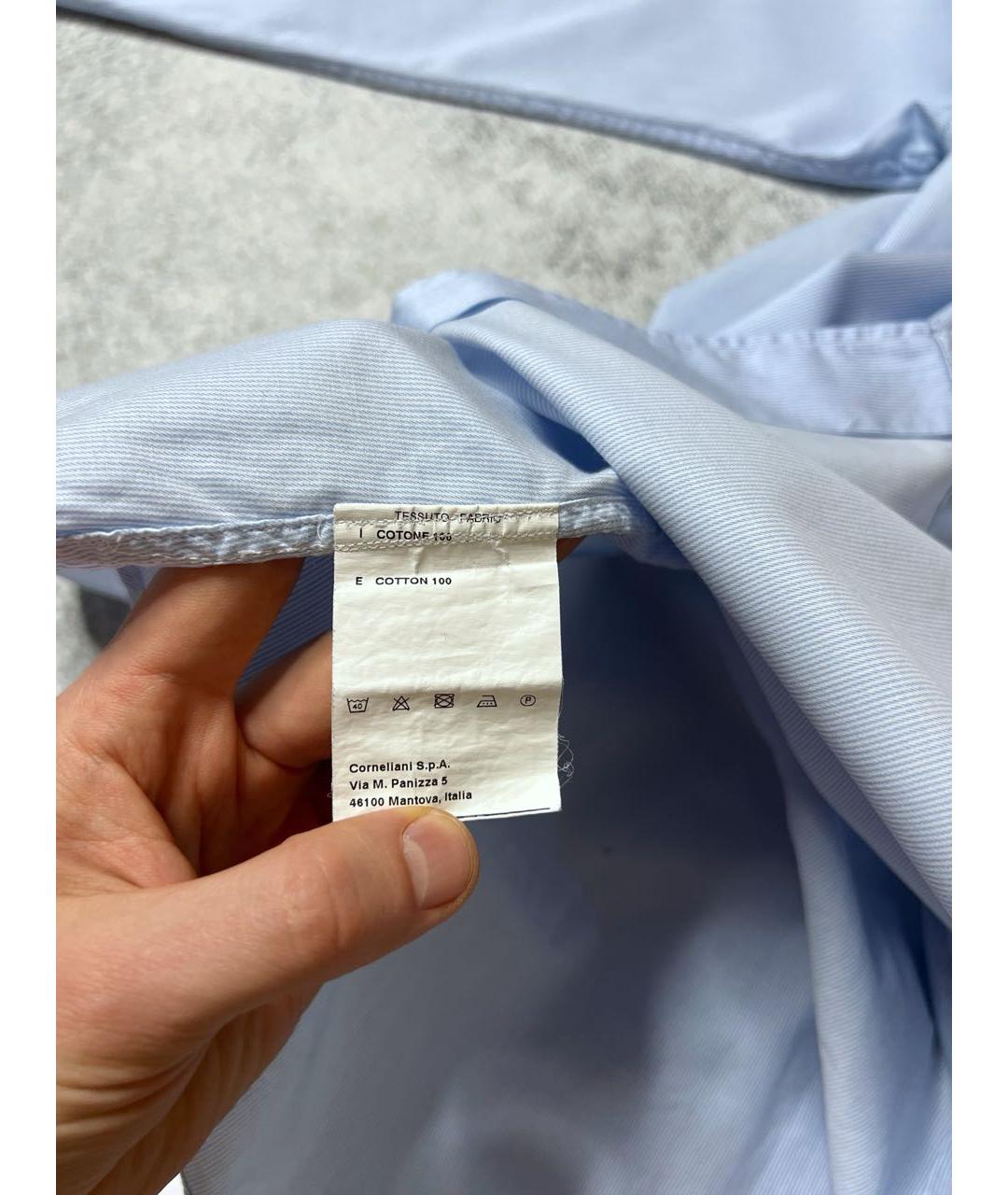 CORNELIANI Голубая хлопковая классическая рубашка, фото 7