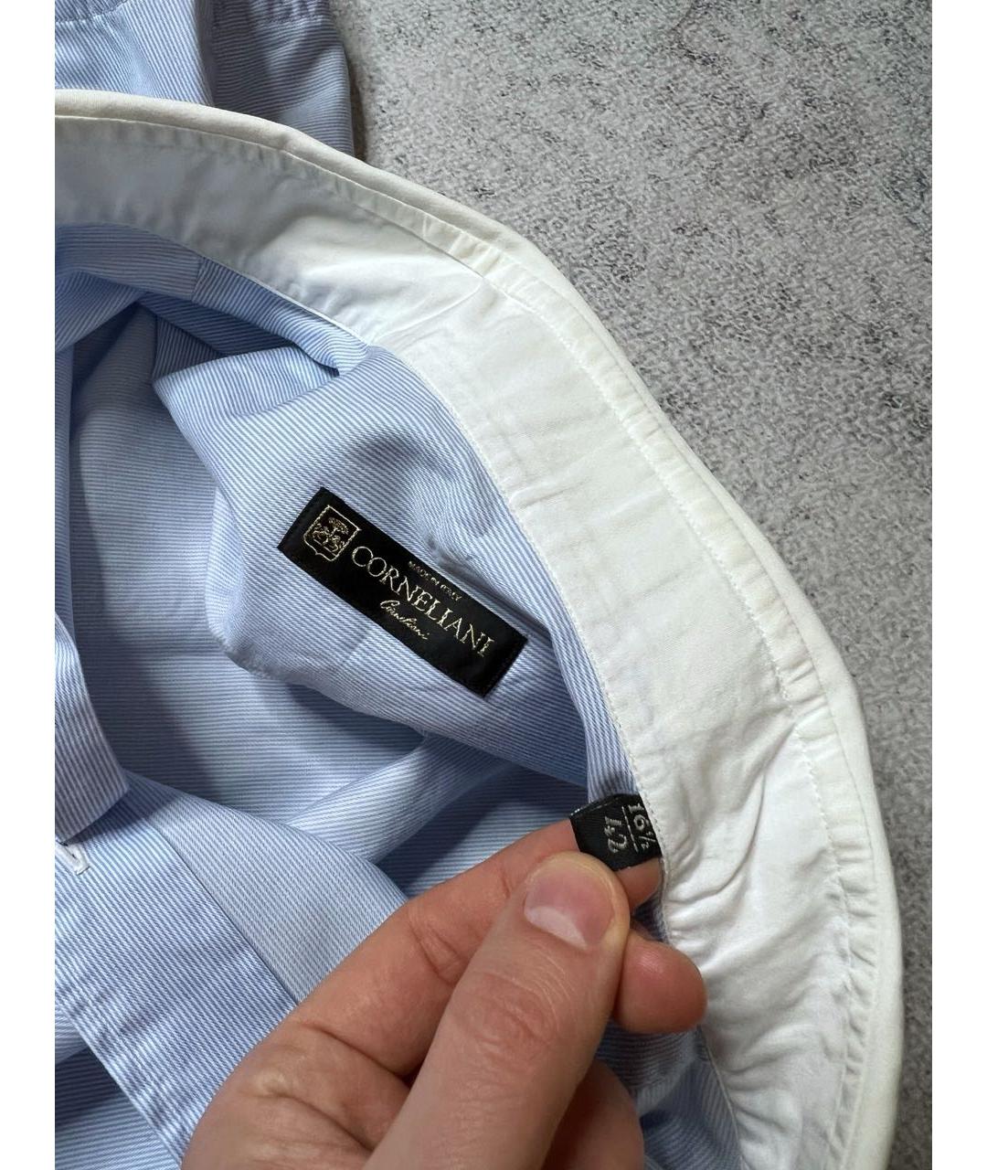 CORNELIANI Голубая хлопковая классическая рубашка, фото 6