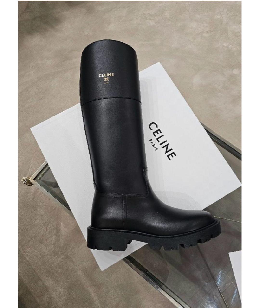 CELINE Черные кожаные сапоги, фото 2