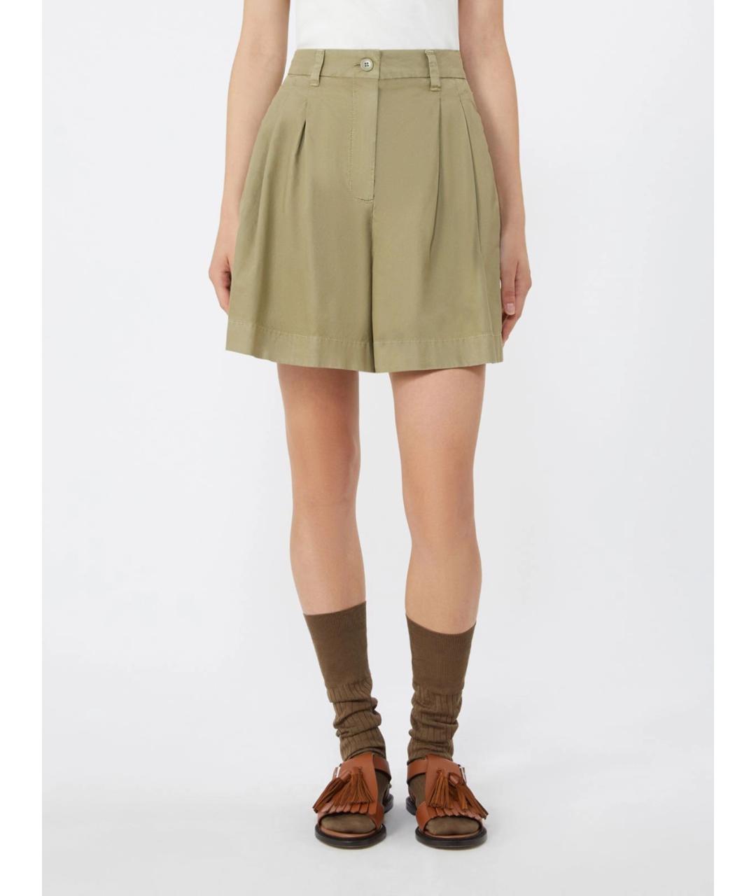 WEEKEND MAX MARA Зеленые хлопковые шорты, фото 3