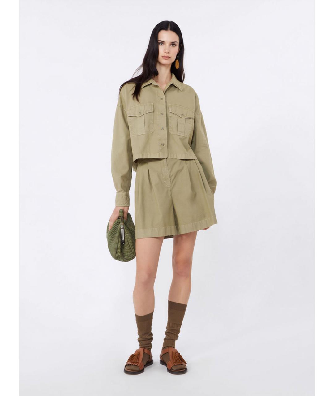WEEKEND MAX MARA Зеленые хлопковые шорты, фото 2
