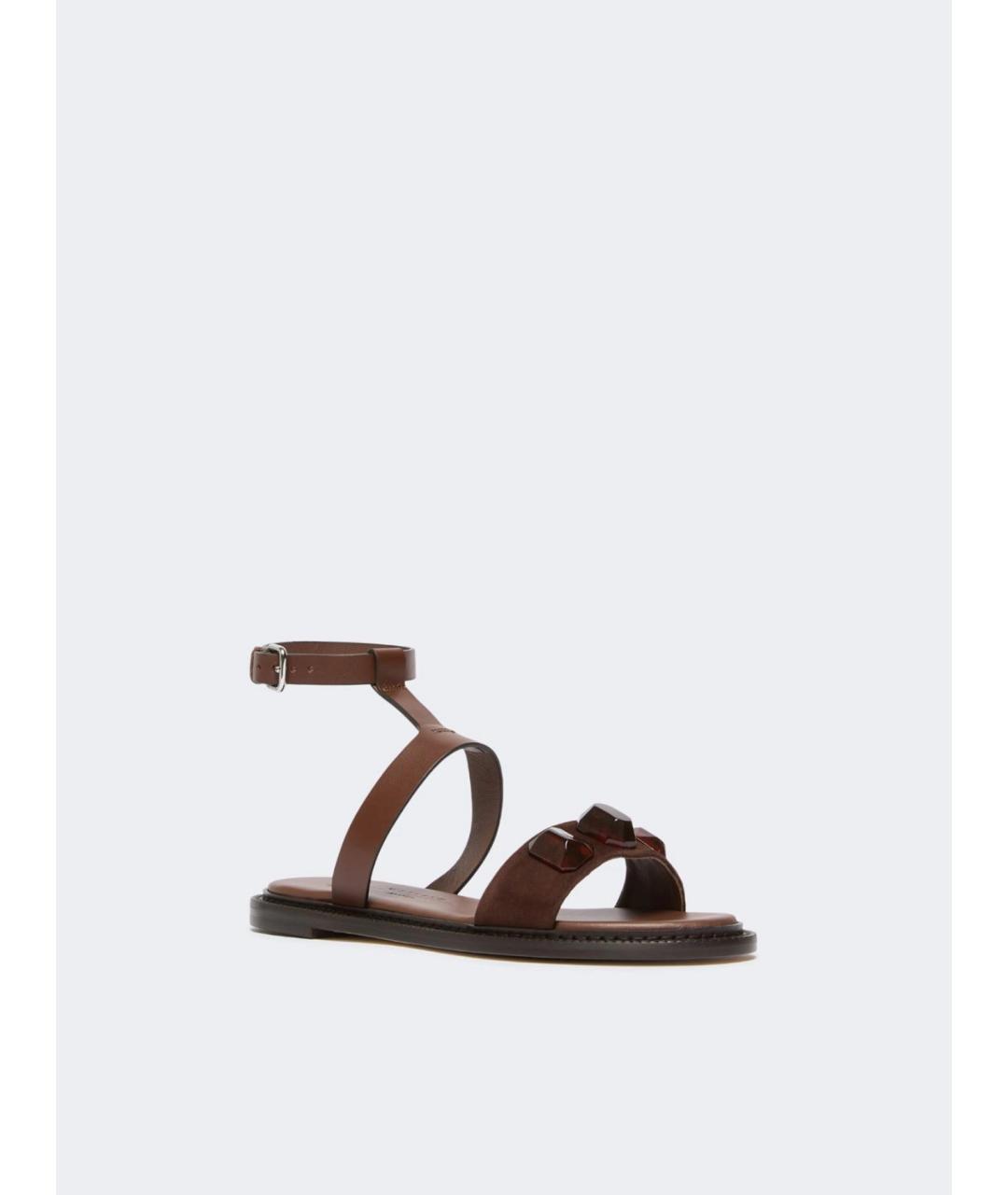 WEEKEND MAX MARA Коричневые кожаные сандалии, фото 2