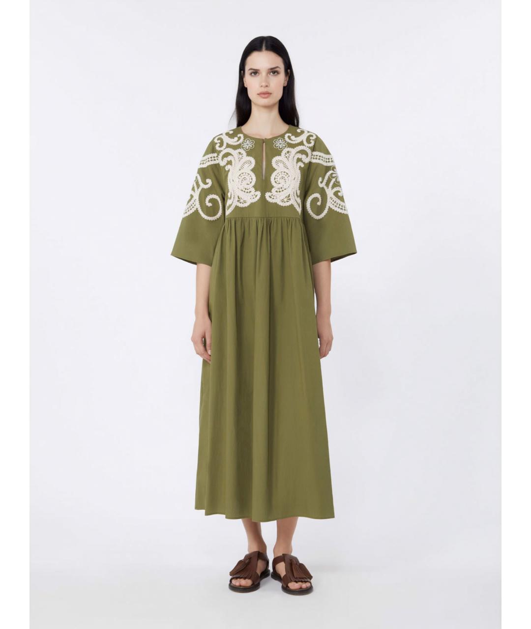 WEEKEND MAX MARA Зеленое хлопковое повседневное платье, фото 3