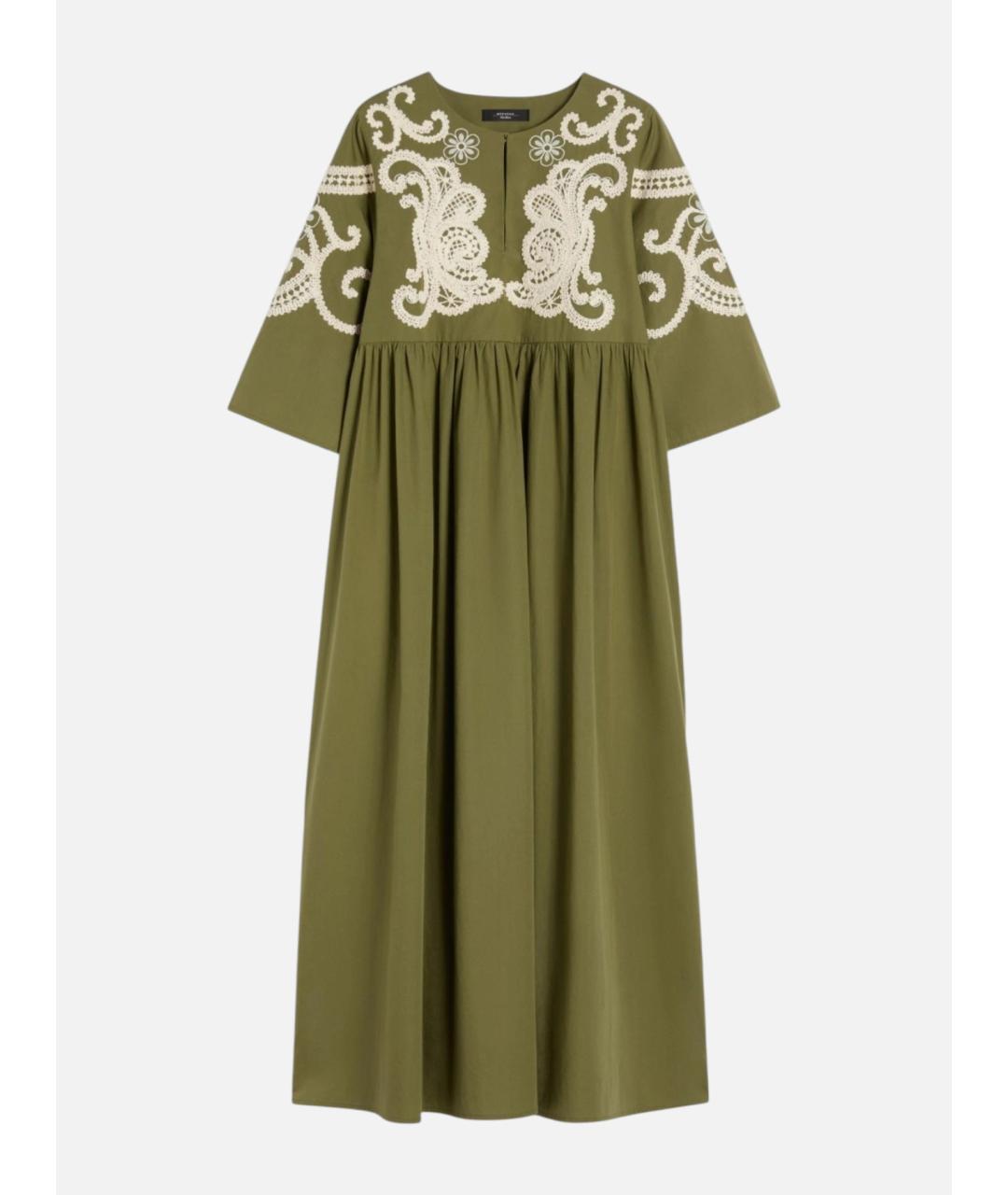 WEEKEND MAX MARA Зеленое хлопковое повседневное платье, фото 5