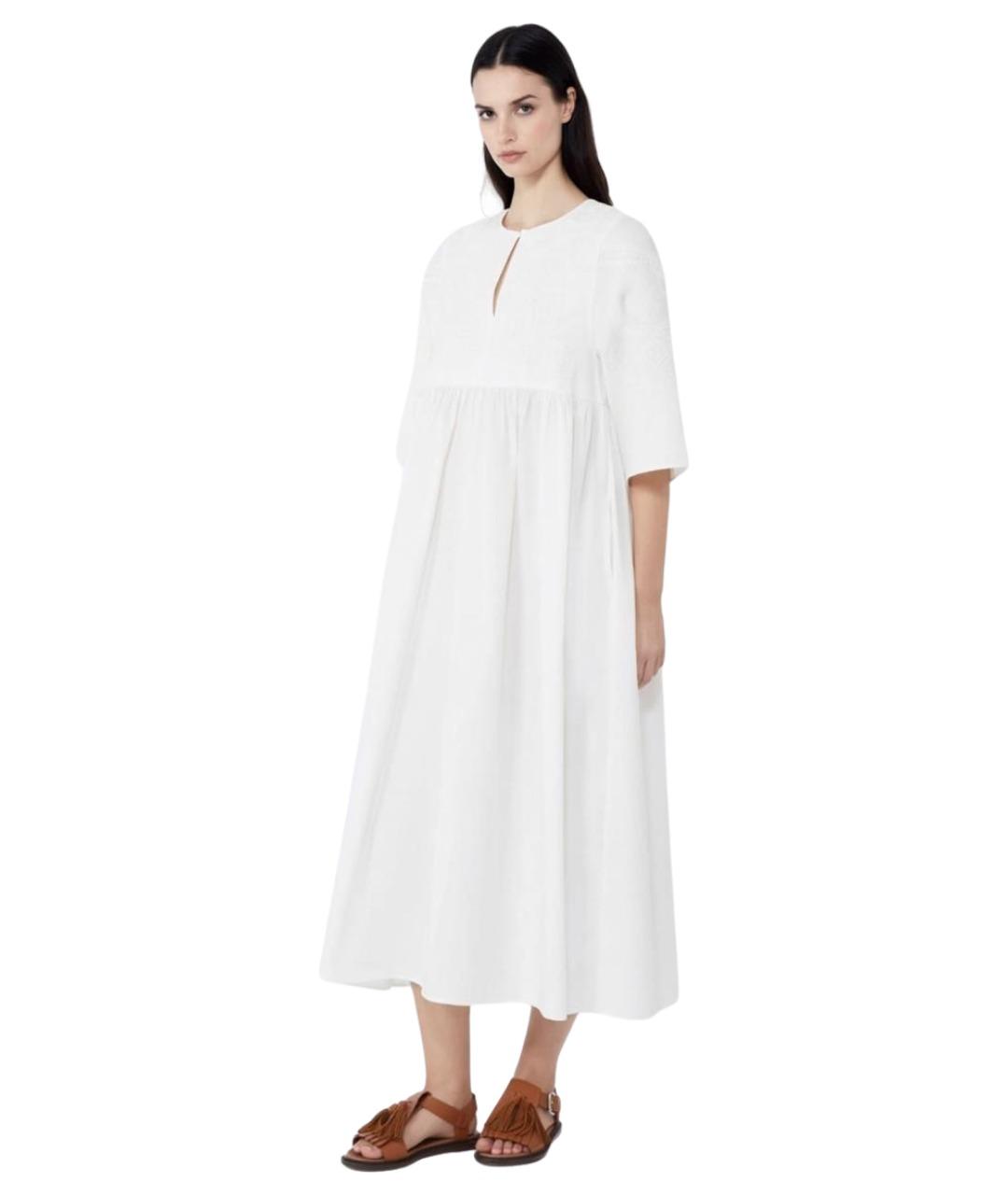 WEEKEND MAX MARA Белое хлопковое повседневное платье, фото 3