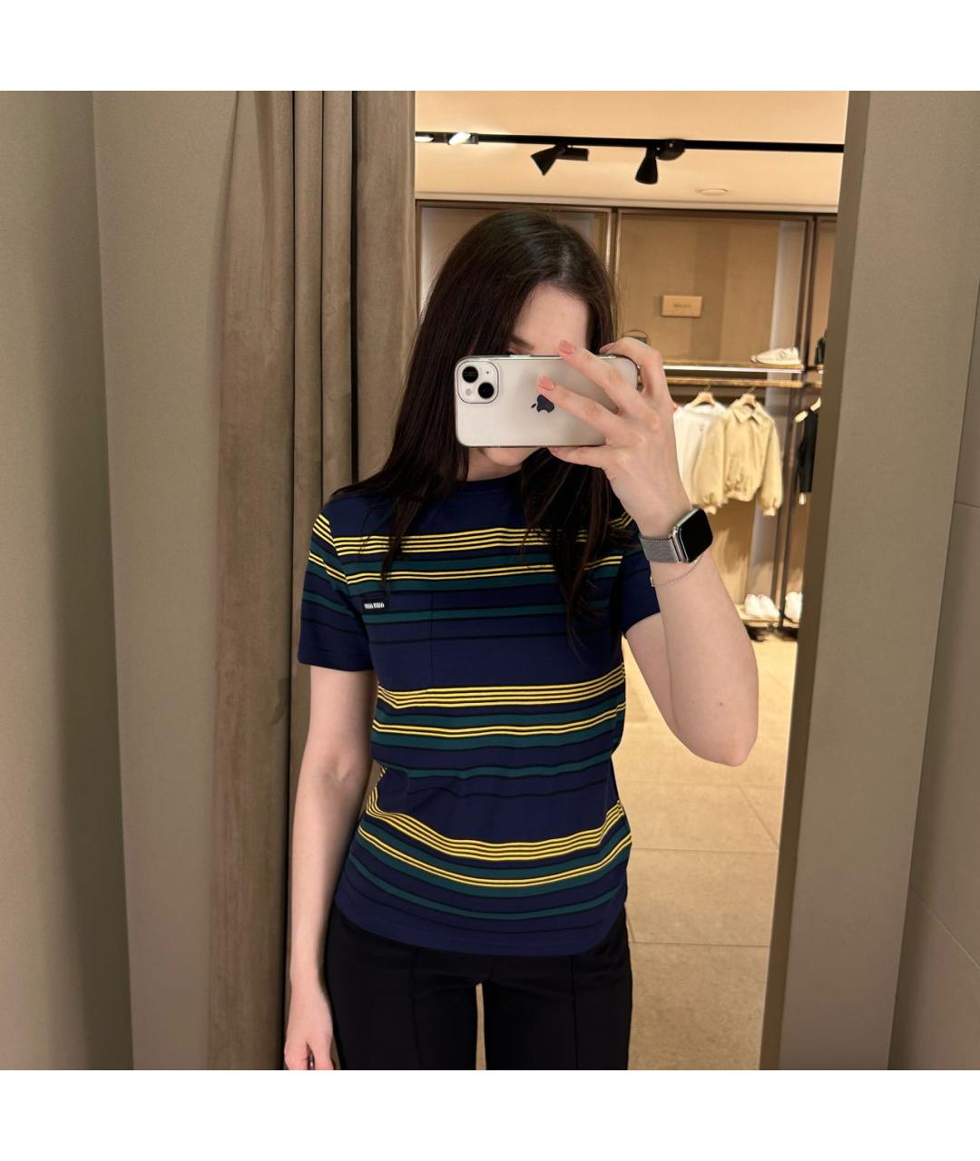 MIU MIU Мульти хлопковая футболка, фото 5