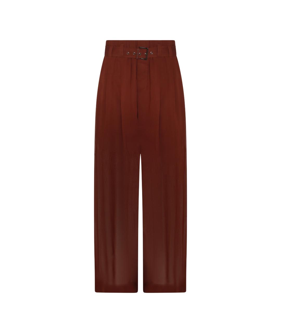 BRUNELLO CUCINELLI Бордовые хлопковые прямые брюки, фото 1