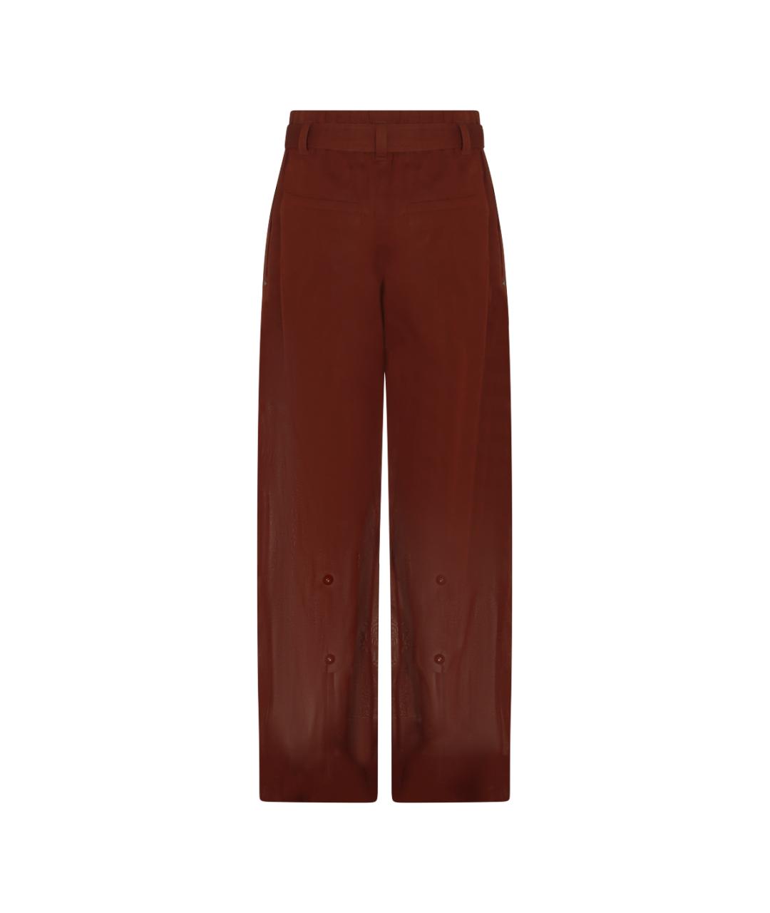 BRUNELLO CUCINELLI Бордовые хлопковые прямые брюки, фото 2