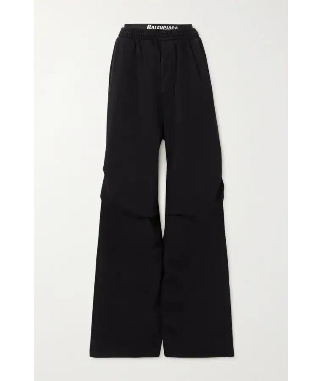 BALENCIAGA Черные хлопко-эластановые брюки широкие, фото 9
