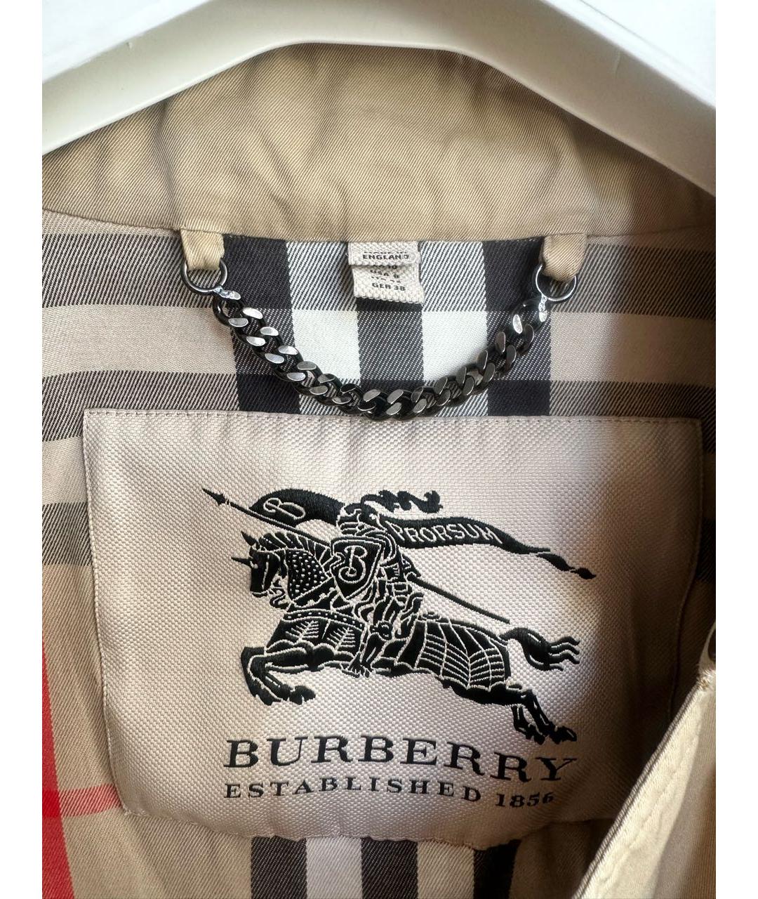 BURBERRY Бежевый хлопковый тренч/плащ, фото 4